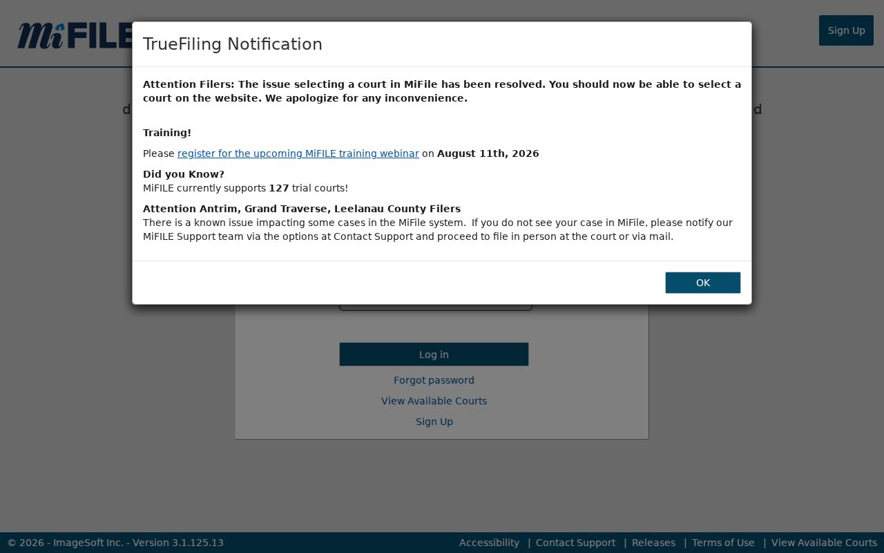 Keweenaw County case search filing login screen