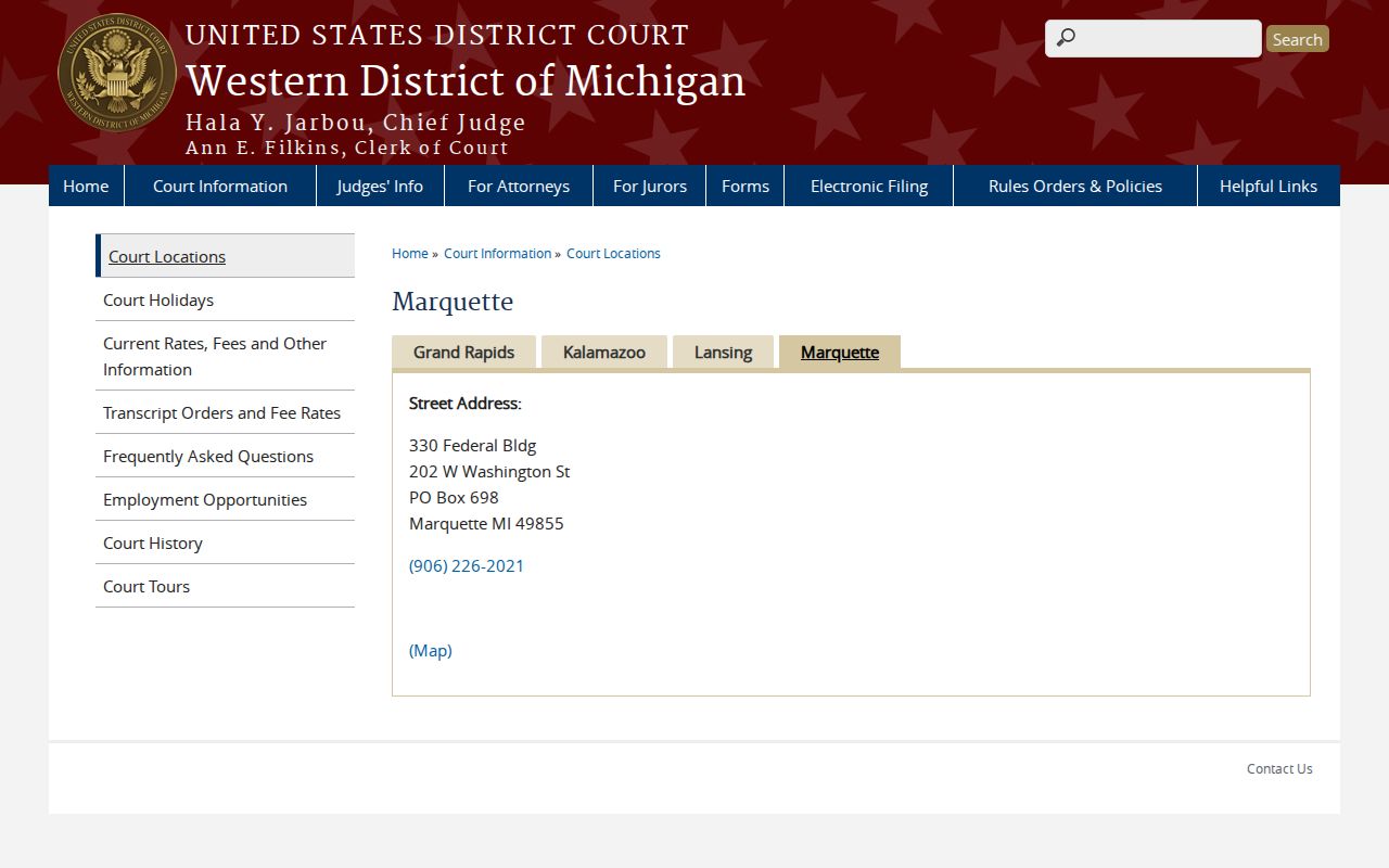 Keweenaw County court docket federal Marquette courthouse route