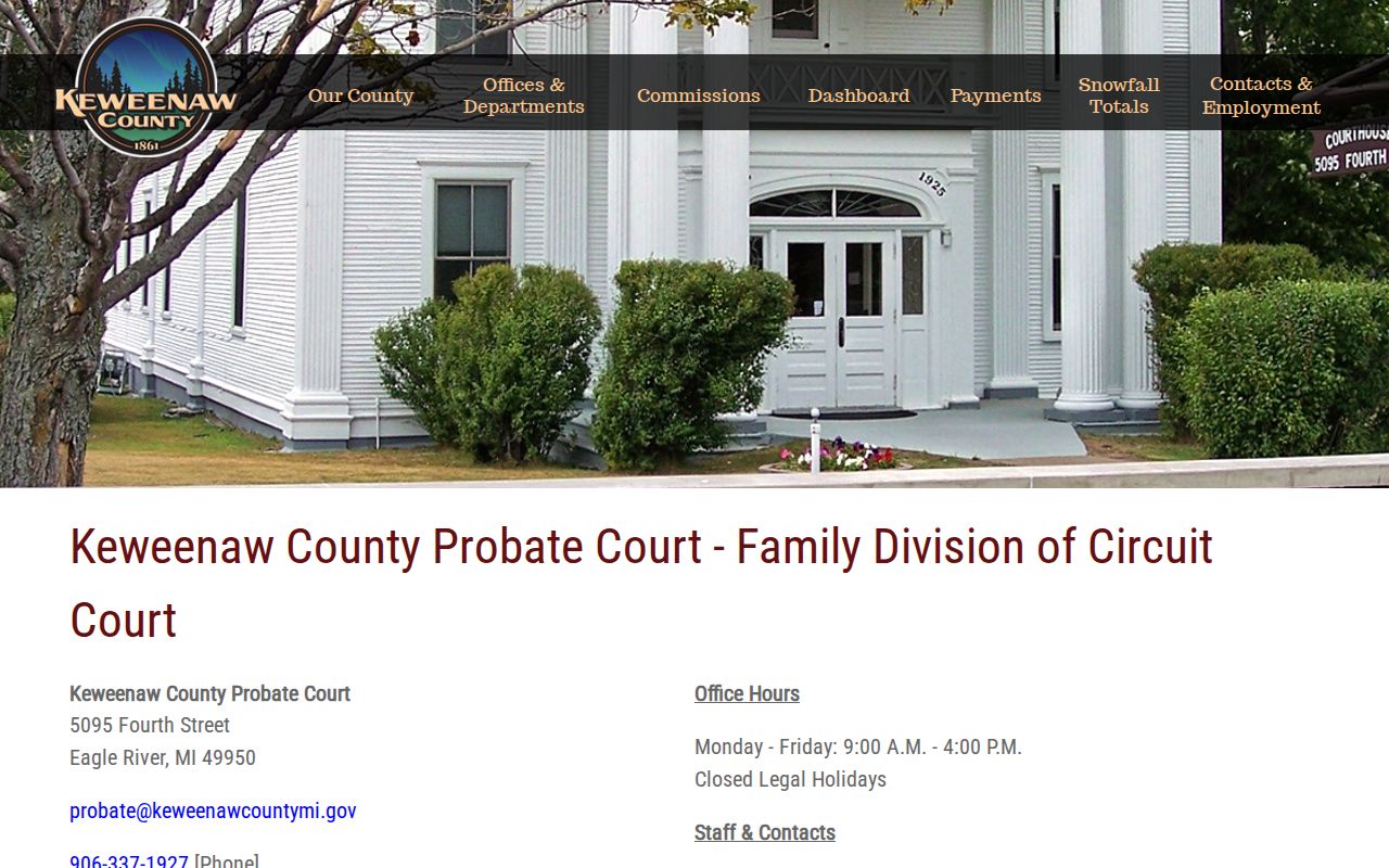 Keweenaw County probate court docket office